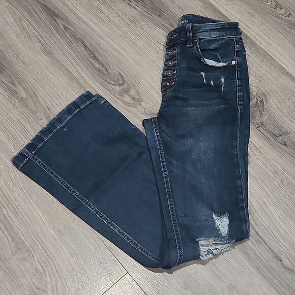 Maurices Rugged High Rise Flare Button Fly Jeans - Picture 1 of 6